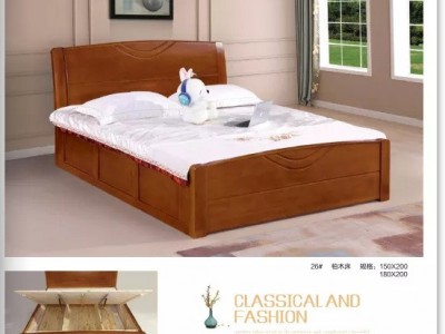 新品柏木全实木床 橡木简约现代家具主卧 双人床1.8m1.2m储物床