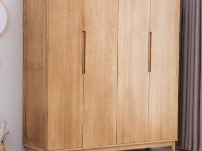 北欧全实木衣柜组合四门日式衣橱卧室原木简约橡木大衣柜衣橱收纳