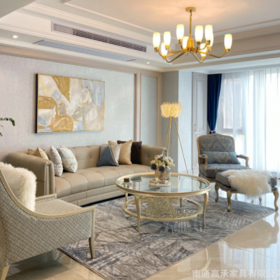 美式皮艺沙发小户型双人三人客厅组合沙发简约现代港式轻奢沙发