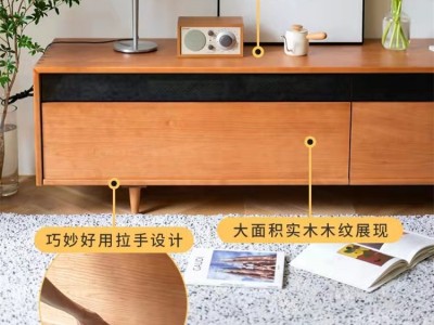 北美黑胡桃木原力电视柜纯实木试听柜原木影音柜樱桃木储物柜简约图5