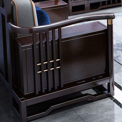 新中式实木沙发布艺禅意轻奢现代大户型木质别墅客厅家具组合套装
