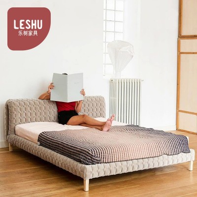 写意空间布艺床1.8米软包主卧婚床双人床意式极简软床设计师家具