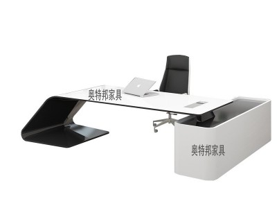 老板办公桌简约现代大班台烤漆总裁桌时尚经理主管办公室桌椅组合图3