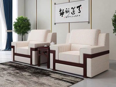 领导贵宾接待室会议沙发茶几组合办公沙发单人位中式布艺会客沙发图3