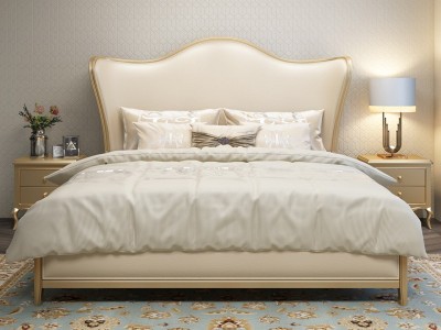 轻奢床美式实木床现代简约1.8米主卧储物双人床2.0米皇冠公主婚床