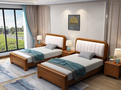 实木床1米1.2米1.35米儿童床次卧宾馆酒店民宿现代简约储物单人床