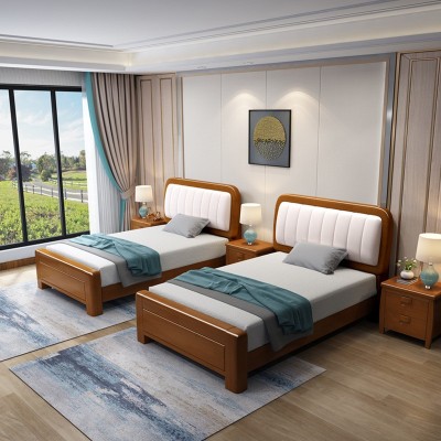 实木床1米1.2米1.35米儿童床次卧宾馆酒店民宿现代简约储物单人床