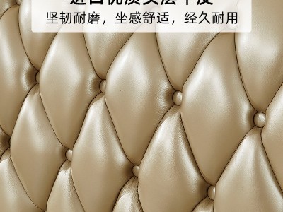 欧式沙发真皮组合高档奢华别墅大户型客厅美法式香槟金色家具图4