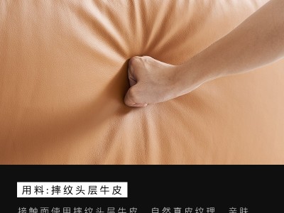 佛山厂主卧双人床1.8米头层牛皮酒店婚床 意式极简真皮床小户型床图4