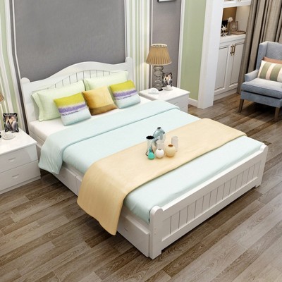 家用木质双人床经济型单人木板床定制1.8米主卧高箱抽屉式储物床