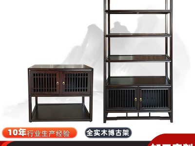 博古架实木中式多宝阁茶叶展示柜仿古客厅简约隔断置物菠萝格榆木图4
