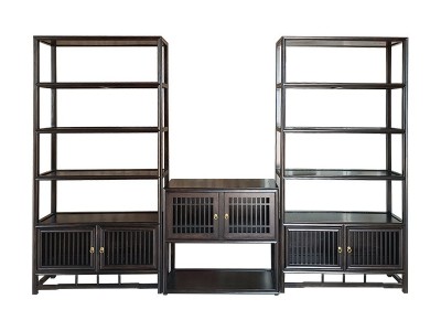 博古架实木中式多宝阁茶叶展示柜仿古客厅简约隔断置物菠萝格榆木图5