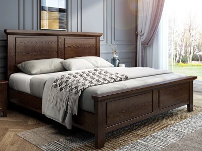 全实木白蜡木床1.8米双人主卧床美式乡村1.5米北欧储物床小户型床