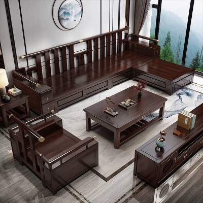新中式实木沙发客厅木质禅意家具大小户经济型沙发现代简约家具