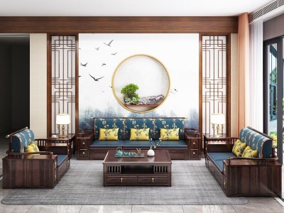 新中式全实木沙发组合现代简约冬夏两用大小户型客厅成套储物家具图3