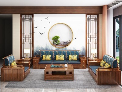新中式全实木沙发组合现代简约冬夏两用大小户型客厅成套储物家具图4