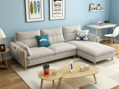 北欧布艺沙发组合 客厅整装现代简约小户型棉麻沙发三人位经济型