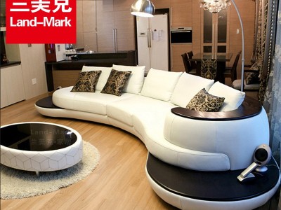 厂家弧形真皮沙发时尚创意客厅沙发小户型牛皮月牙湾家具组合3009