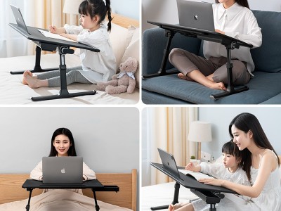 赛鲸新款K7笔记本电脑桌皮革大桌面折叠电脑桌懒人床上桌图3