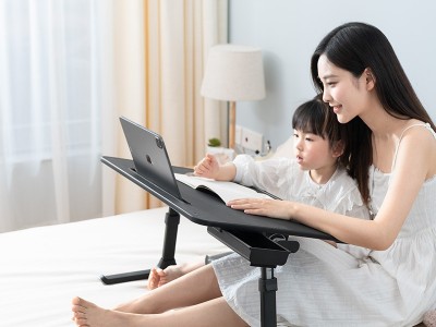 赛鲸新款K7笔记本电脑桌皮革大桌面折叠电脑桌懒人床上桌图2