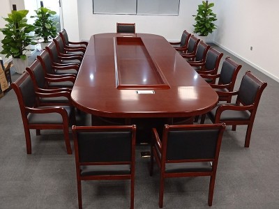 长方条形大会议桌长桌木质烤漆贴木皮多人大议会桌椅组合椭圆会议图4