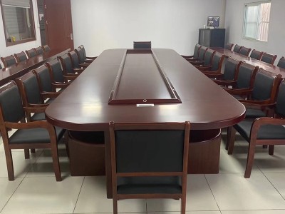 长方条形大会议桌长桌木质烤漆贴木皮多人大议会桌椅组合椭圆会议图3