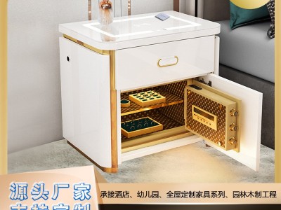 厂家直供床头柜隐藏式保险柜小型家用指纹密码锁智能无线充电带灯图2