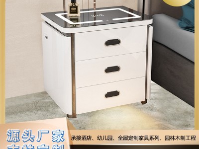 厂家直供床头柜隐藏式保险柜小型家用指纹密码锁智能无线充电带灯图3