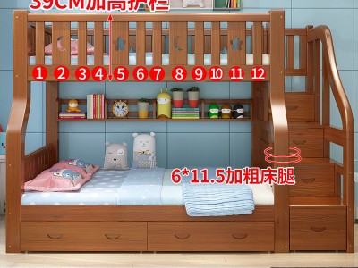 全实木子母床上下床高低床儿童床双人双层楼梯母子上下铺木床双层图2
