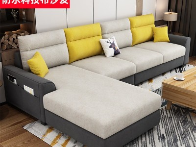 现代简约科技布沙发组合客厅小户型三人位转角轻奢沙发家具 批发图3
