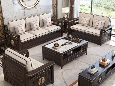 特价新中式实木沙发组合轻奢现代客厅小户型乌金木两用储物沙发