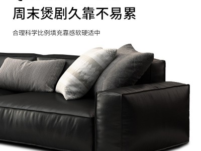 轻奢极简真皮沙发意大利头层牛皮沙发客厅现代三四人羽绒皮艺沙发图1