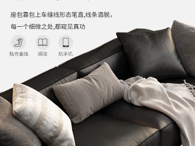 轻奢极简真皮沙发意大利头层牛皮沙发客厅现代三四人羽绒皮艺沙发图3