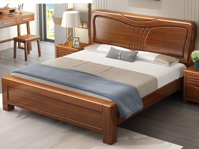 新中式现代简约金丝檀木床家用卧室实木定制双人床小户型轻奢婚床