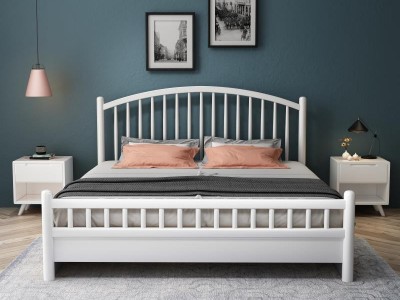 北欧全实木床1.8米双人床现代简约单人1.5米小户型白色温莎公主床