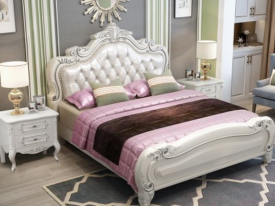 欧式实木床1.8轻奢卧室家具1.5简约软包公主大婚床2米双人橡木床