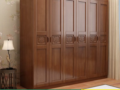 现代新中式实木3456门组装大衣柜经济型储物大衣橱家用卧室木衣柜