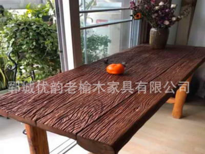 旧木板风化板复古怀旧茶桌 民俗茶桌榆木板材 户外榆木茶桌图1