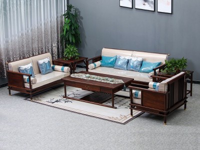 现代组合实木沙发简约沙发家用客厅 新中式组合实木沙发