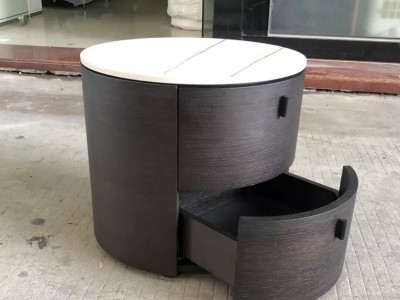 意式极简北欧轻奢ins简约现代储物斗柜收纳圆形大理石烟熏床头柜图3