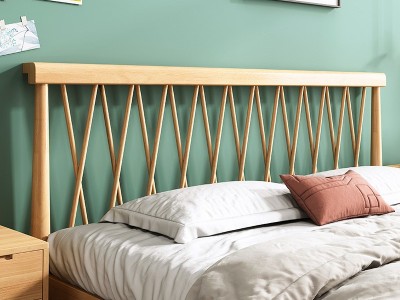 北欧实木床1.5现代简约原木单双人床1.8米日式小户型民宿风格家具