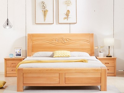 实木床现代简约1.8M双人主卧婚床中式榉木家具储物经济型工厂直销