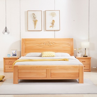 实木床现代简约1.8M双人主卧婚床中式榉木家具储物经济型工厂直销
