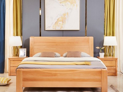 全实木床榉木气压主卧婚床1.8米1.5北欧双人床原木大床现代简约