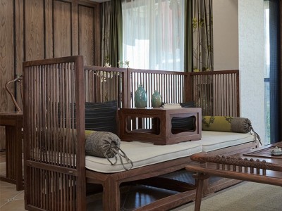 现代中式罗汉床明清仿古实木雕花东方荟客厅古典复古新中式沙发家