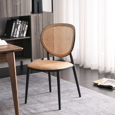 厂家直供可定制藤编餐椅北欧ins风简约复古铝合金民宿咖啡厅椅子