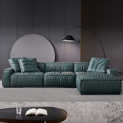 意式极简现代轻奢真皮沙发大户型客厅头层牛皮现代简约科技布沙发