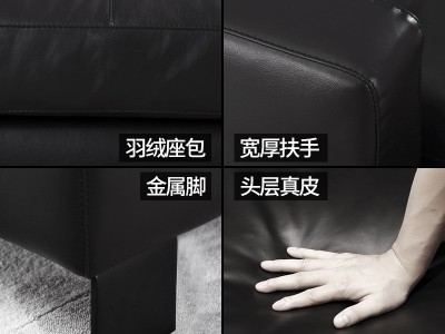 北欧真皮沙发组合现代简约客厅整装头层牛皮意式转角大小户型家具图2