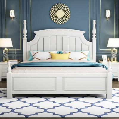 欧式轻奢床实木床1.8米双人床现代简约1.5米简欧式公主床主卧婚床