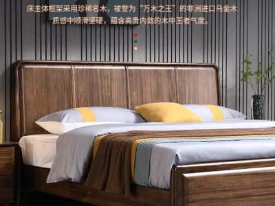 乌金木实木床1.8米欧式双人床大床现代简约1.5米带储物主卧大婚床图2